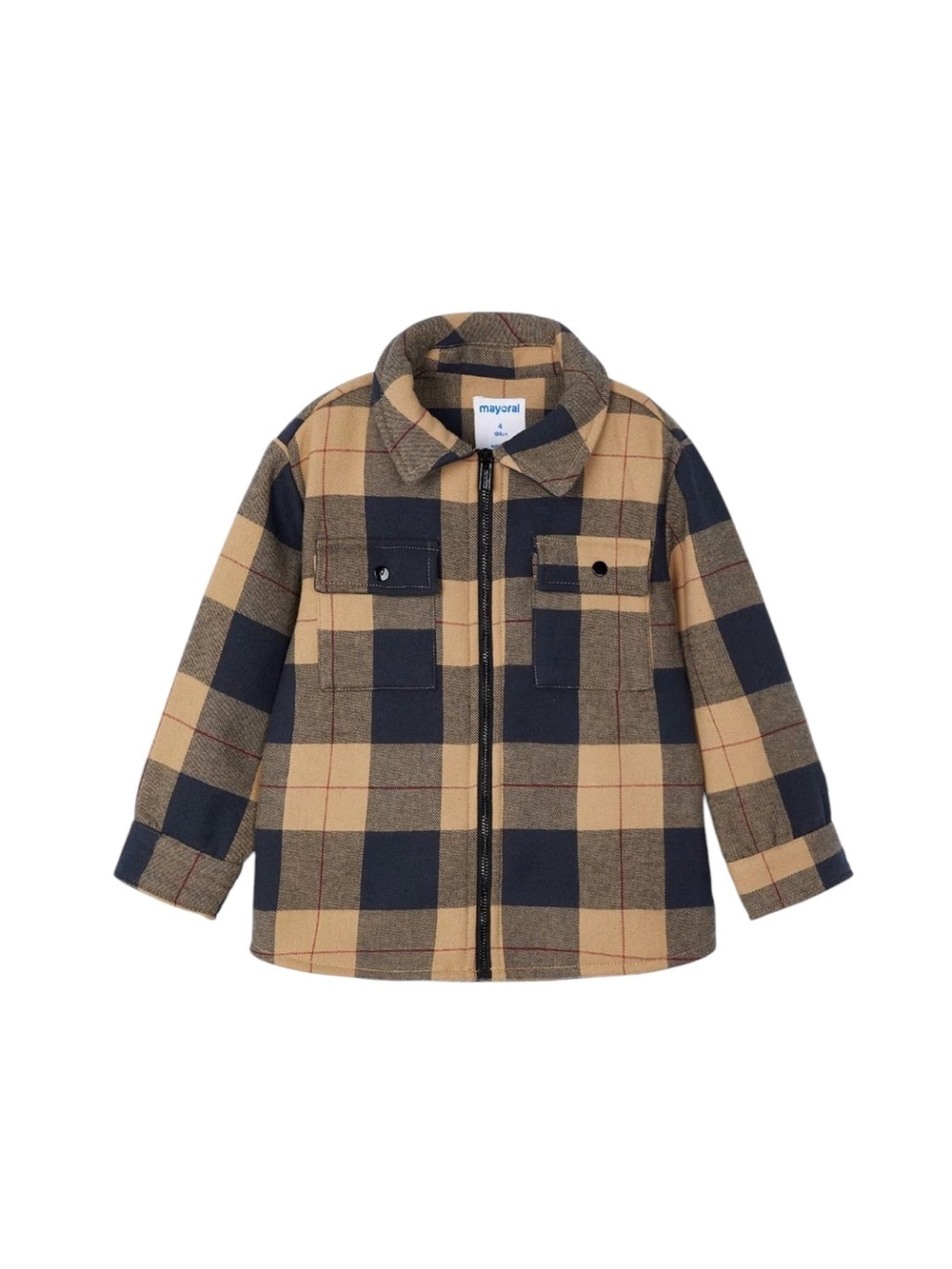 Toddler Boys Plaid Flannel Fleece Zip Jacket, Toffee Brown — 2T